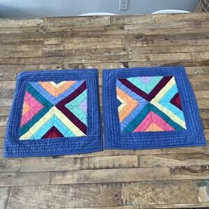 The Company Store Multicolor Patchwork Pillow Shams (2) 16 in x 16 in Cotton